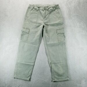 American Eagle Pants Womens 14 Green Baggy Cargo High Rise Stretch Boho
